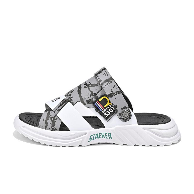 Тапочки мужские летние трендовые верхняя одежда нескользящие износостойкие спортивные двойного назначения для вождения для отдыха на природе пляжные сандалии