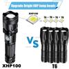High Power XHP 100 LED Flashlight Rechargeable Torch Zoomable Super Bright Hand Lantern for Camping Outdoor Emergency Flashlight