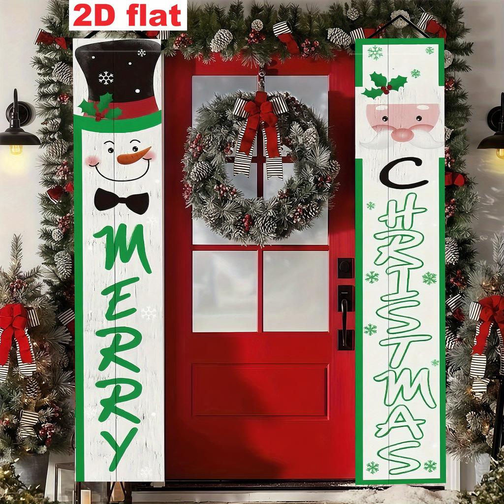 Door Couplet Banner 2pcs Set New Year Decor Lightweight for Christmas & Porch