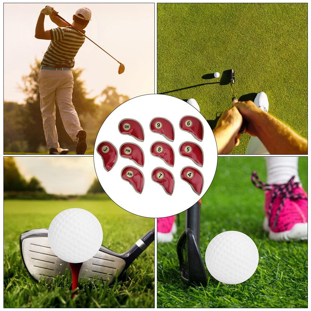 10Pcs Set High Quality PU Golf Iron Head Cover Headcover Club Protector Protective Casered