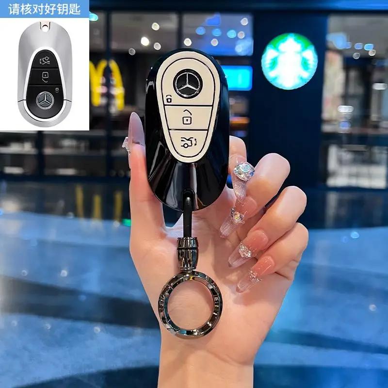 TGM3 Female Key Case for Mercedes Benz CLS CLA GL R SLK AMG A B C S Class 3 Button Remote Car Key Cover Holder Keychain Accessories