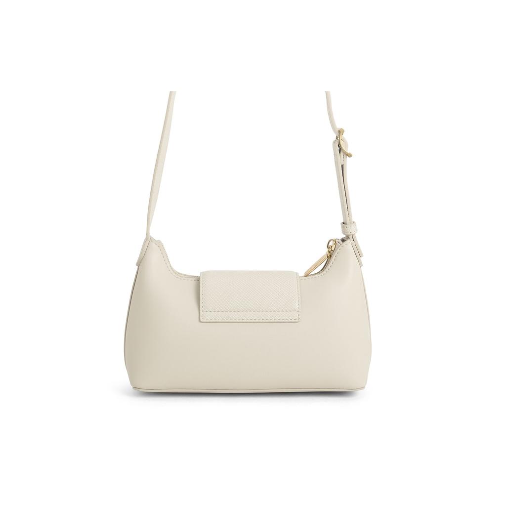 Charles & Keith Minimalist Flap Baguette Shoulder Bag Small Women shoulder bag Beige Black CK2-20671648