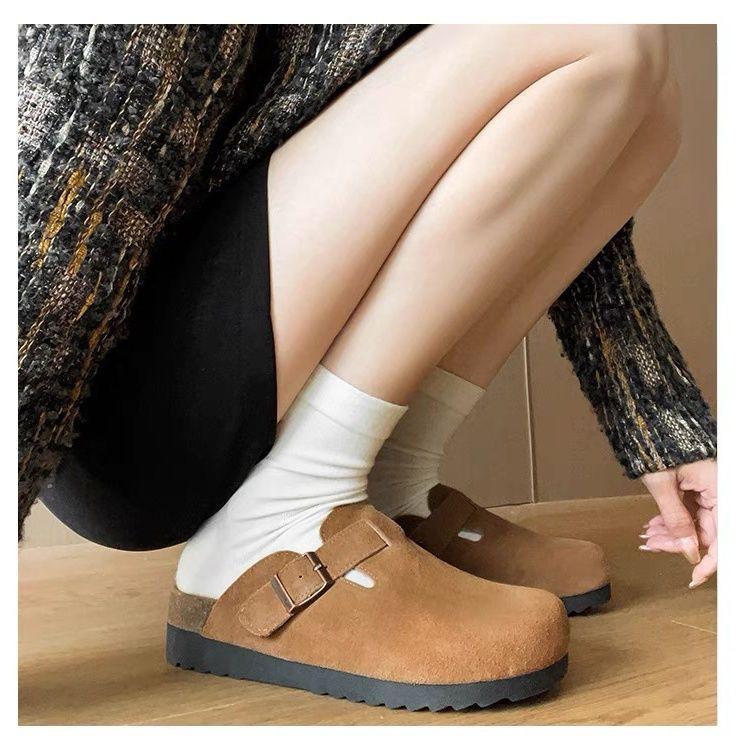 Женские осенние закрытые тапочки в ретро-стиле - Удобные, с мягкой подошвой, для универсальной уличной носки