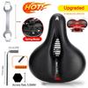 Hollow Breathable Bicycle Saddle Men Women MTB Road Bike Saddle Shock Absorbing Comfortable Big Butt Bike Seat Safety Warning