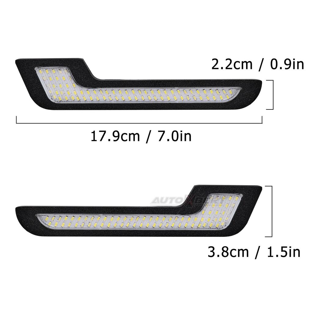2x LR 72 LED White 12V Car Universal Decorative Light Bar DRL Strip Bright Daytime Running Light Front Bumper Fog Driving Lamp