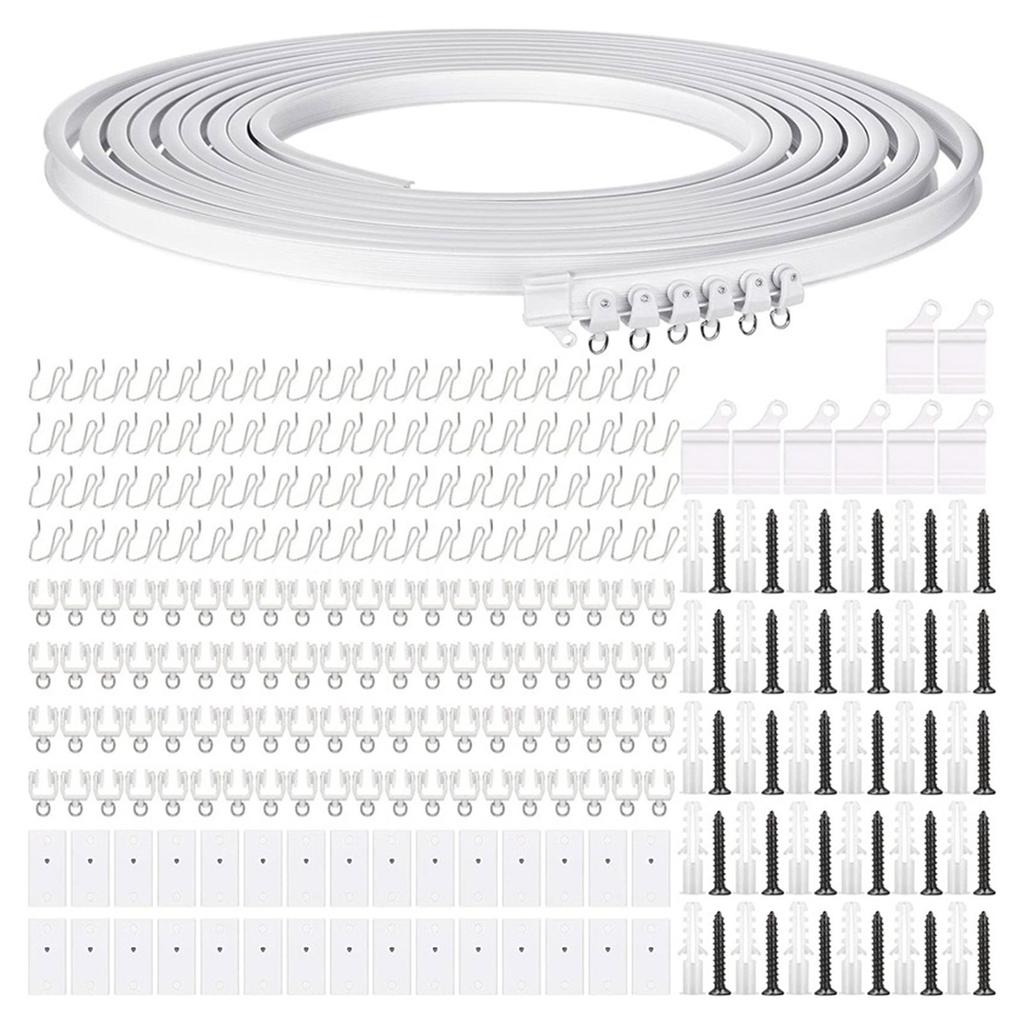 Гибкий комплект карнизов для потолочных штор 5/10/20 м, гибкие изогнутые монтажные комплекты с крючками и роликами, оконные разделители