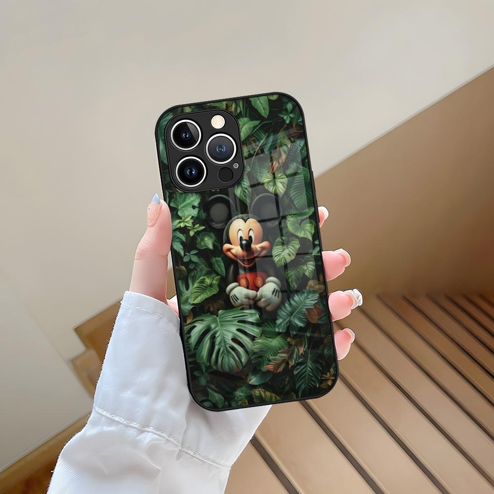 Чехол для телефона Микки Маус Закаленное стекло Для iPhone 13 15 14 12 11 Pro Max Plus Mini X XR XS 8 7 6s SE2020 Coque