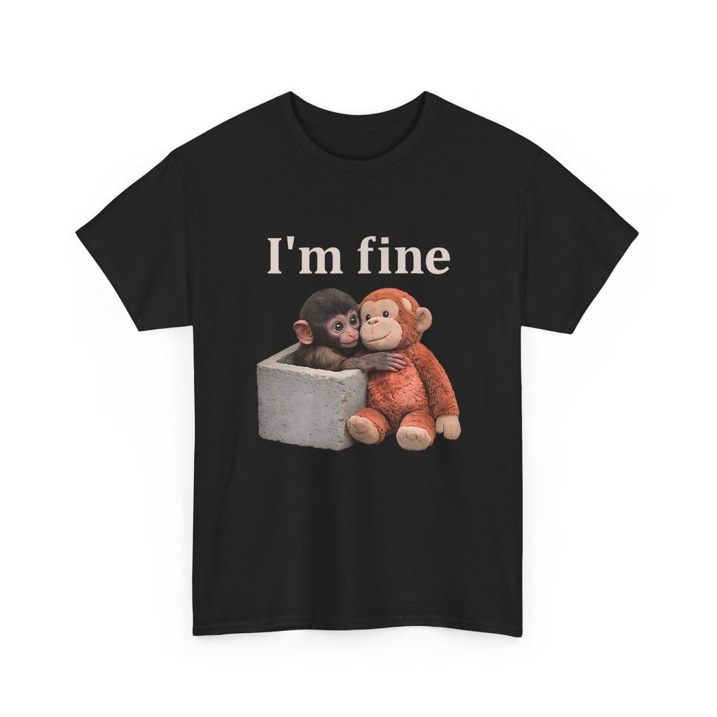 Baby Punch Monkey T-Shirt, Sad Monkey Punch with an Orange Toy I'm Fine Shirt