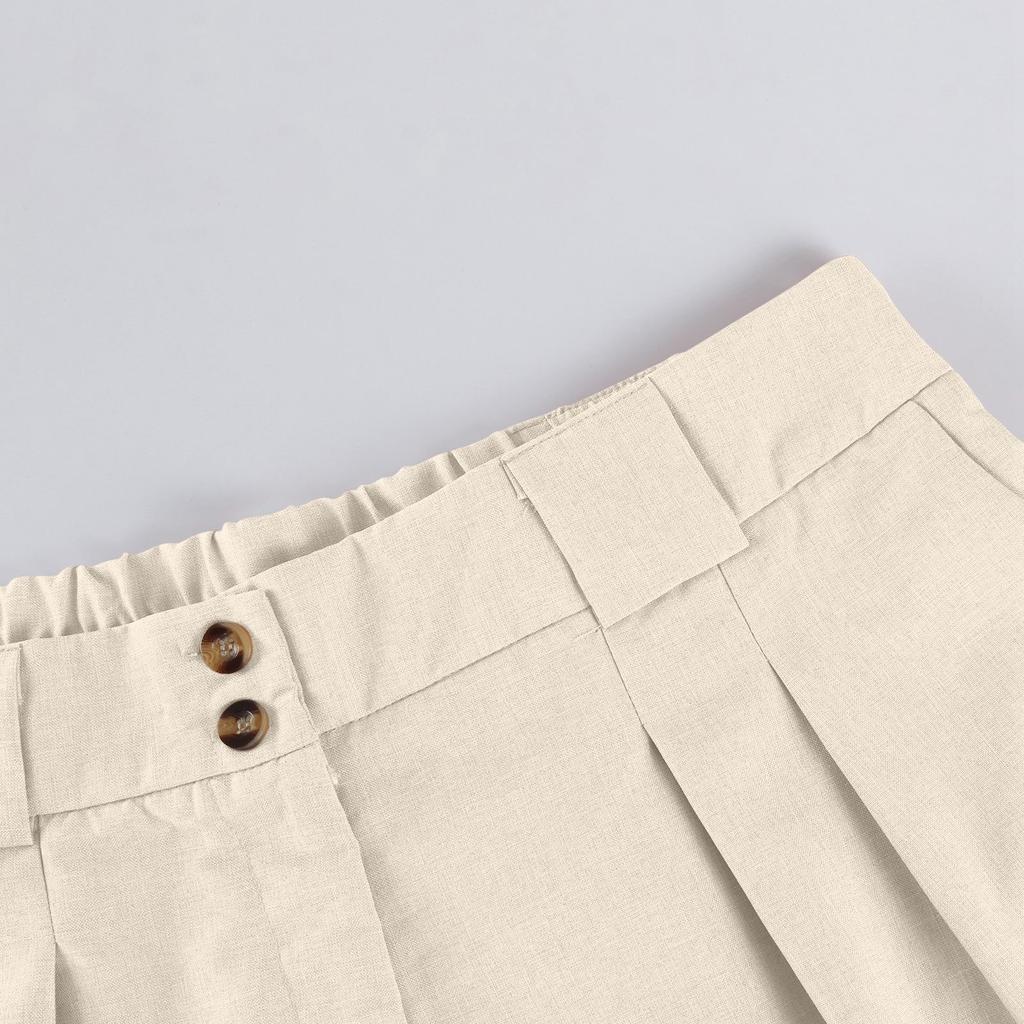 Women's Fashion Summer Solid Color High Waist Side Slit Pocket Casual Shorts