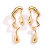 Creative Metal Irregular Water Drops Stud Earrings Vintage Gold Color Geometric Long Earrings Christmas Earrings Jewelry Women Party Wedding Gifts