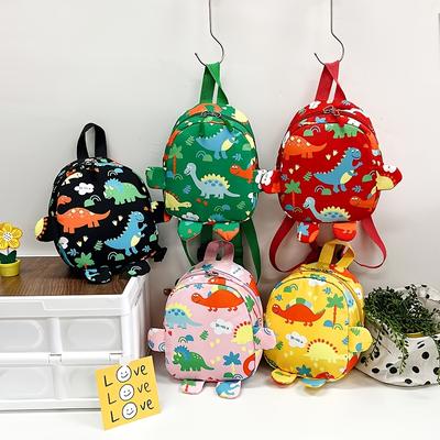 1 шт. Милый мультяшный рюкзак из нейлона с принтом динозавра, регулируемые лямки, застежка-молния, сумка через плечо для ежедневных поездок и кемпинга
