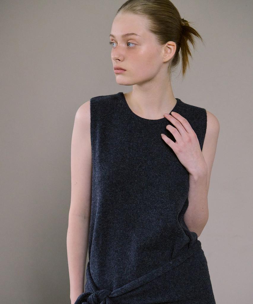 Awi Wool Knit Dress_Charcoal