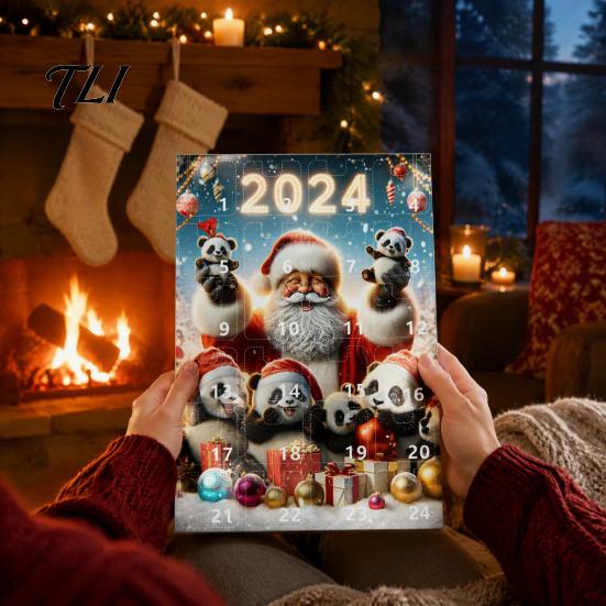 Christmas Advent Calendar Panda Calendar, 24 Days Countdown Contains Acrylic Ornament Set Ornaments, Cute Hanging Decorations for Tree