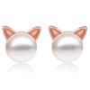 Xiaomi Huitan Cute Cat Ear Simulated Pearl Stud Earrings for Women 3 Metal Colors Temperament Sweet Piercing Earrings Chic Jewelry