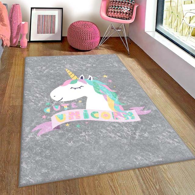 Коврик для детской комнаты с узором единорога, детский игровой коврик, милый коврик с рисунком из мультфильма, домашний коврик для гостиной, украшения спальни, аксессуары