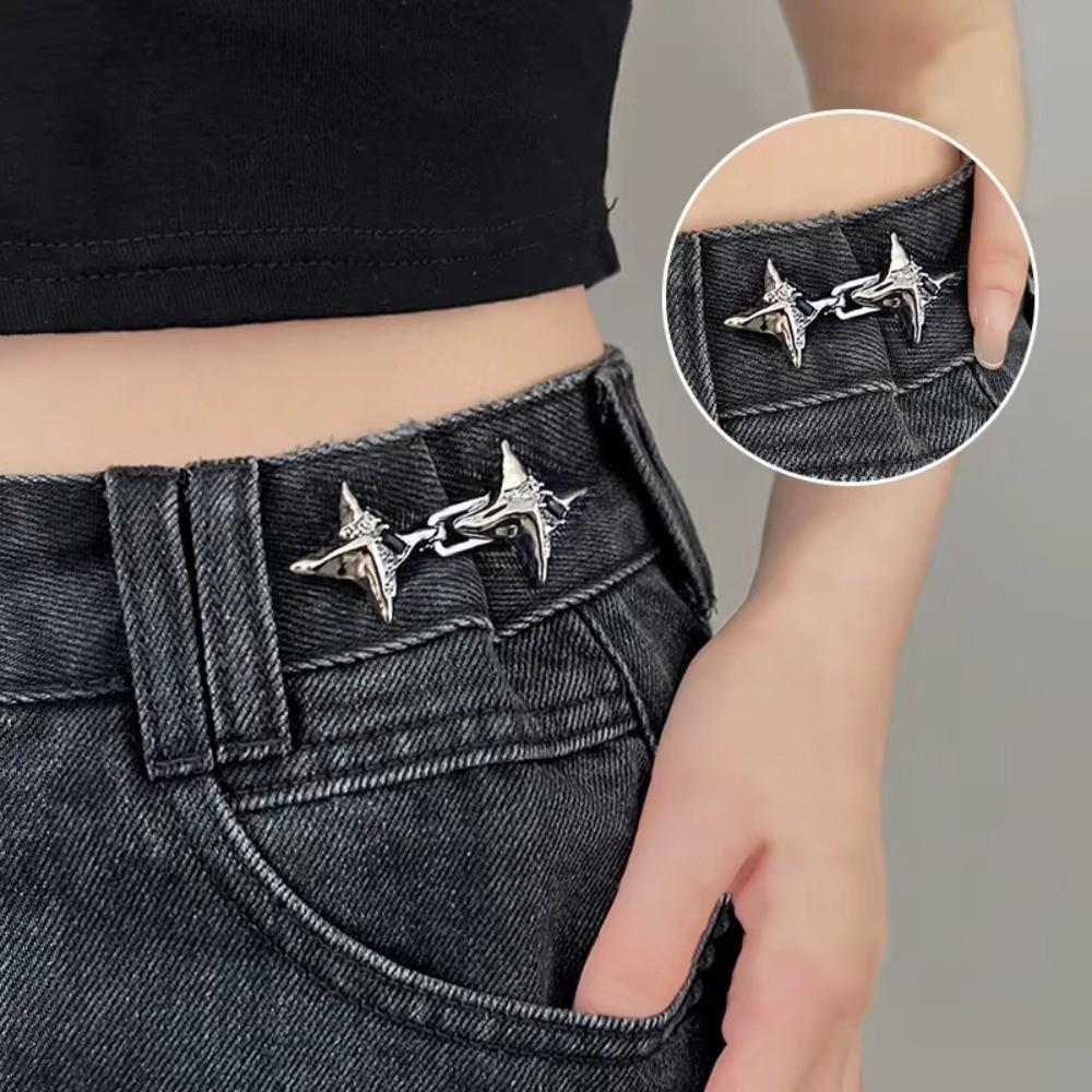 Four Pointed Star Waist Buckle Adjustable Belt Buckles New Jeans Buttons  Dress Decoration