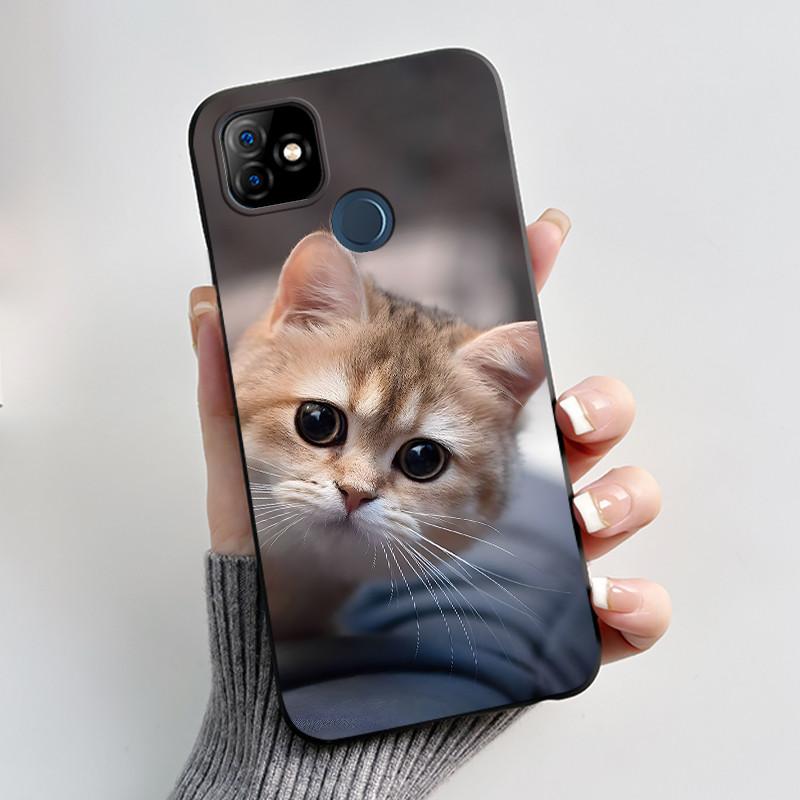 Casing For ITEL P36 Play L6005 Case ITEL Vision 1 Back Cover Aesthetic Cute Cat Fashion Cartoon Soft Black Silicone Phone Case