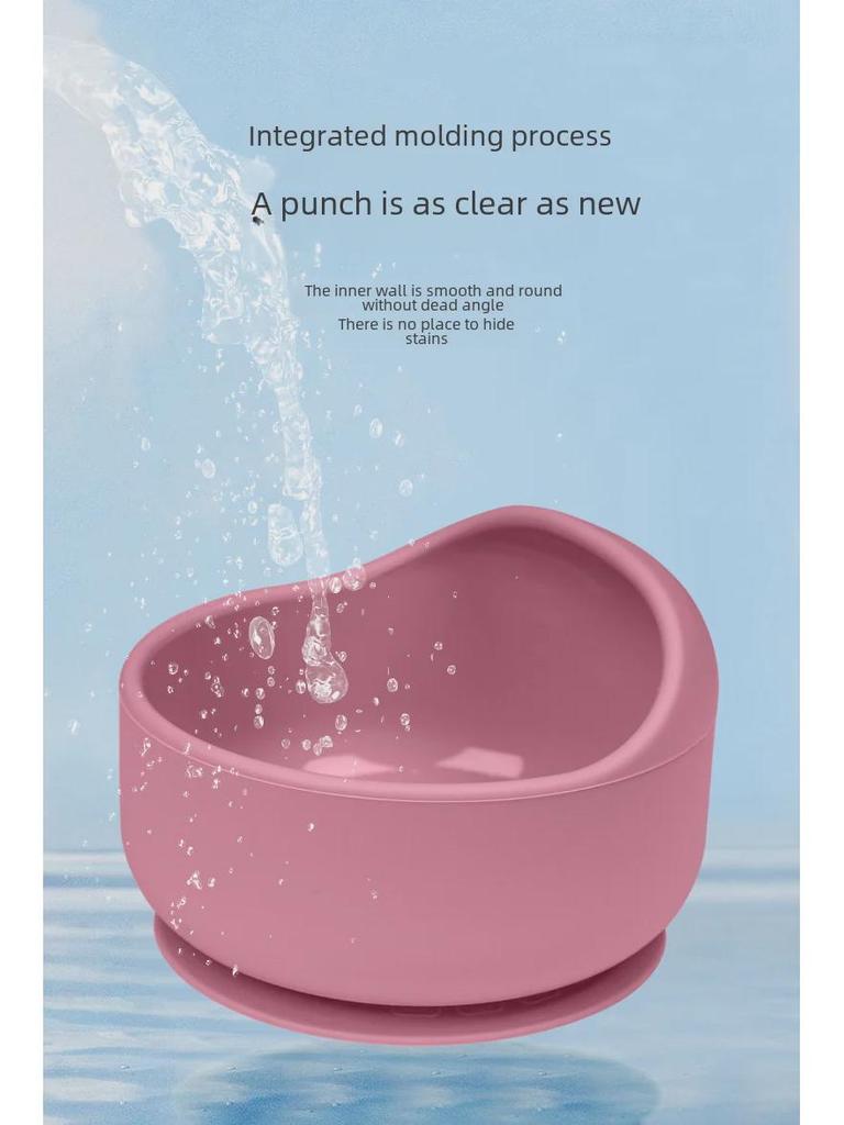 Силиконовый набор для кормления младенцев с присоской: Миска для улиток, ложка и вилка с деревянными ручками, легко моются.