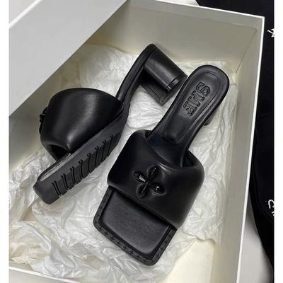 Мода 2025 Новые женские сандалии Блочный каблук Высокий каблук Платформа Шлепанцы