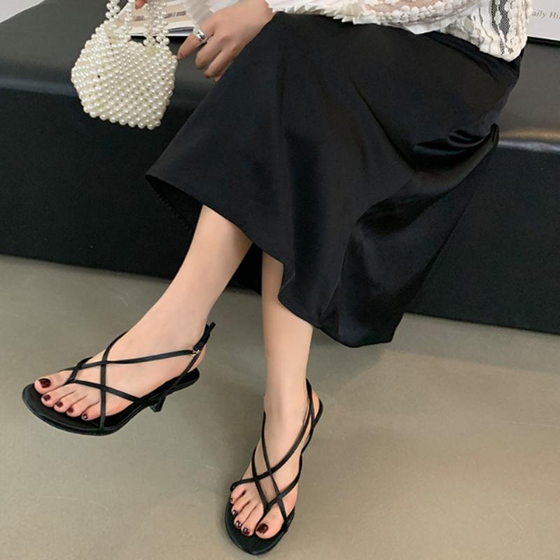 Женские сандалии с защипнутым носком и перекрестными ремешками на высоком каблуке, модная повседневная универсальная летняя обувь для ночного клуба и вечеринки