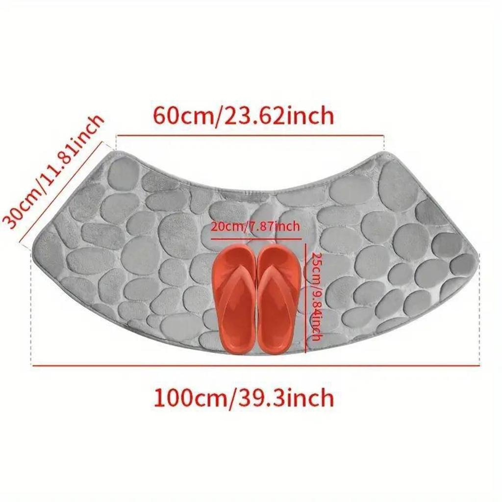 Curved Shower Bath Mat Anti Slip Household Decor Bath Rug Fan Shaped Foot Rug for Tub