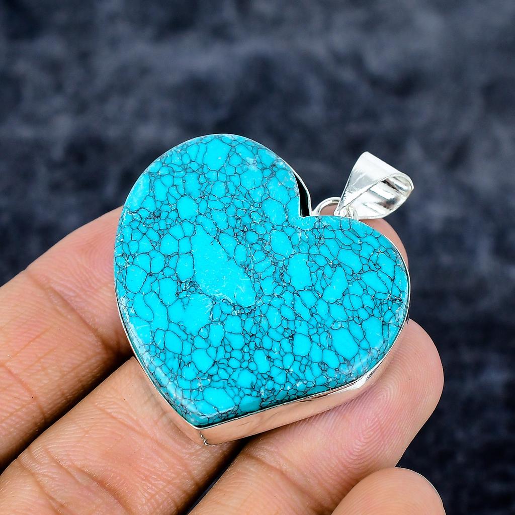 Santa Rosa Turquoise Gemstone 925 Sterling Silver Jewelry Pendant 1.81" M-3346