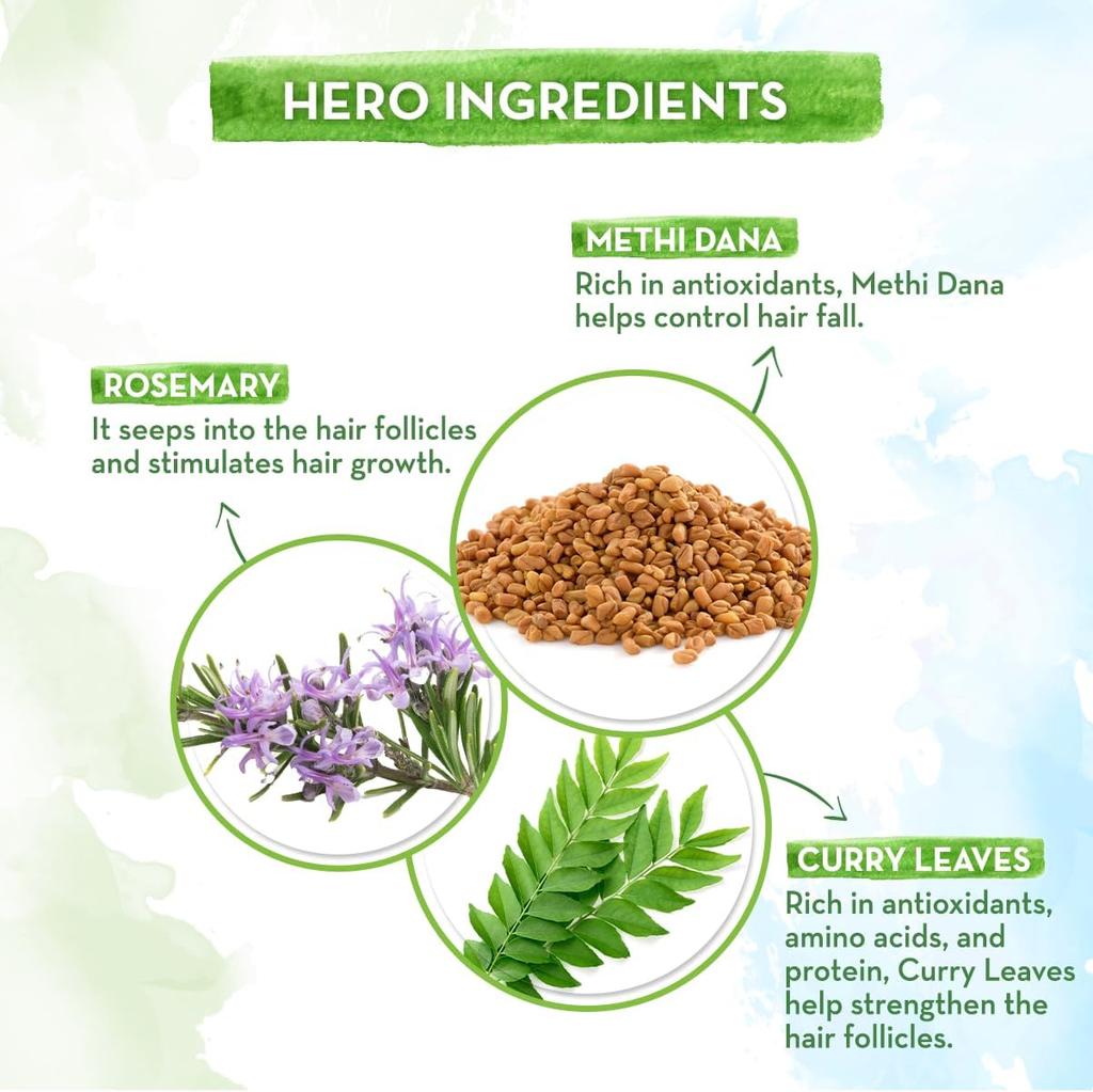 Mamaearth Rosemary & Fenugreek Hair Growth Oil 200ml, Strengthens Roots, Reduces Hair Fall, Thicker Fuller Hair, Natural & Safe