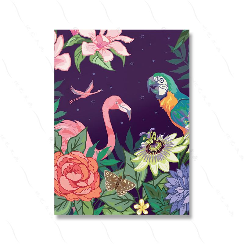 Настенные художественные принты, растения, животные, иллюстрированные экзотическими птицами, цветами, холст, картина для комнаты, домашний декор, тропический абстрактный пейзаж, фреска