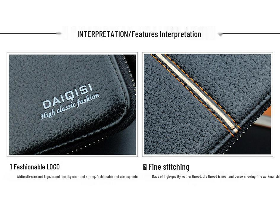 Новый мужской длинный клатч на молнии: Кошелек в стиле business casual из мягкой кожи с большой вместимостью для карт и телефона.