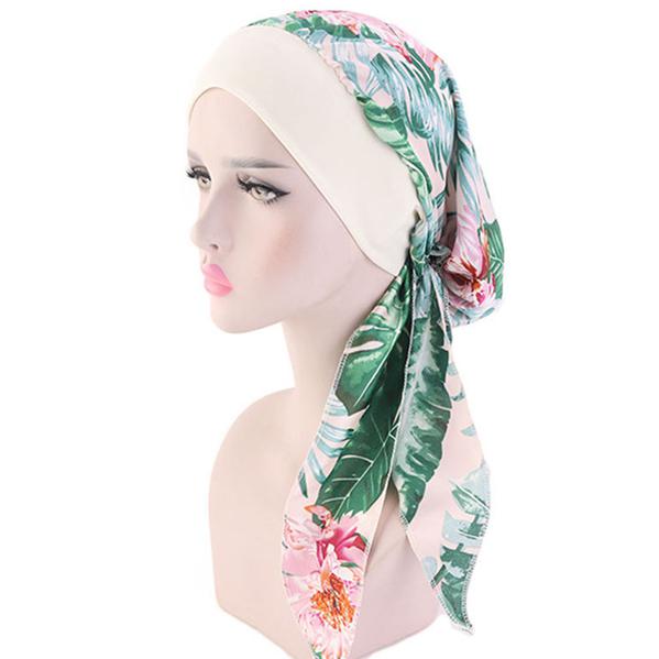 Fashion Personality Temperament Ladies Pirate Hat Pure Color Simulation Silk Scarf Hat Elastic Hair Band Braid Hat