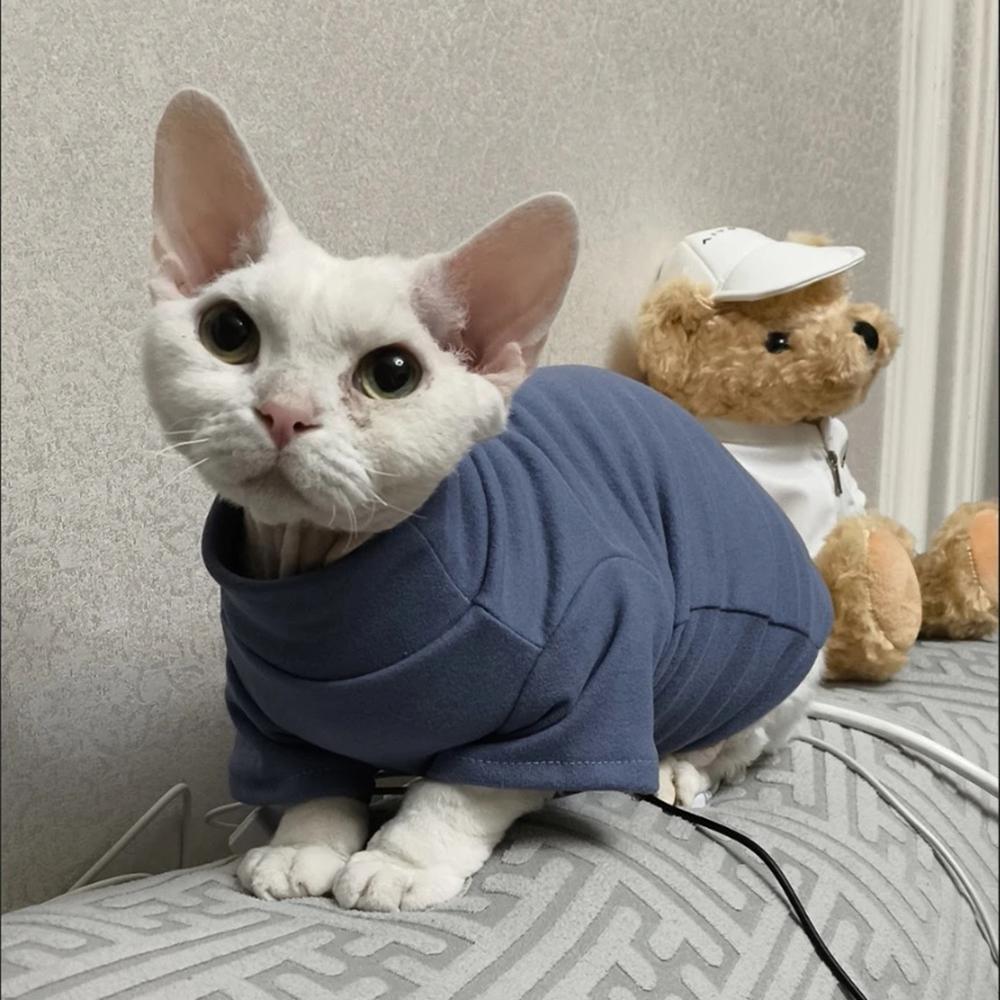Cozy Warm Solid Sphynx Cat Bottom Hoodie Spring Winter Pet Sweater for Cats Dogs Siamese Kitten Shirts mascotas Clothes Clothing