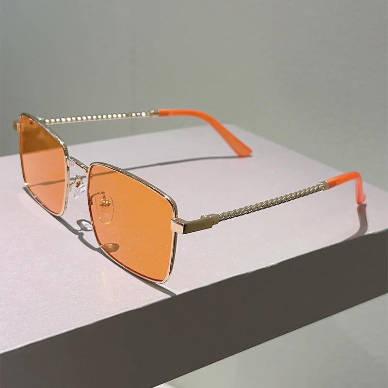 Винтажные квадратные солнцезащитные очки Мужские Модные Полностью металлическая оправа Повседневные солнцезащитные очки Женские Новые Трендовые Ретро Дизайн Декор Затененные