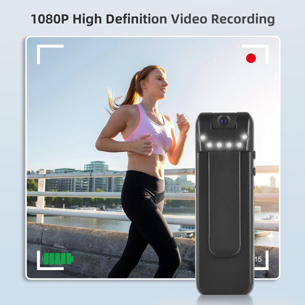 1080P Body Camera with Audio and Video Recording Wearable Body Cam Clip On Mini Camera Camcorder with 180 Degrees