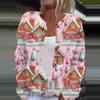 Women's Fashion Christmas Printed Long Sleeve Knitted Cardigan Button Down Jacket