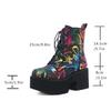 Fashion 2025 Colorful Striped Round Toe Women's Ankle Boots with Velvet Zipper Thick Soled Boots Women Shoes Zapatos De Mujer