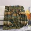 1PC Retro-style animals Print FlAannel Blanket, High quality Comfortable for All Seasons, Home Decor, Warmth and Comfort