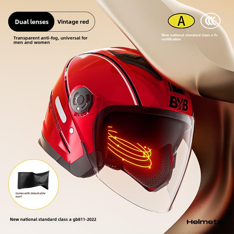 Мотоциклетный шлем с защитой от запотевания, сертифицированный по классу A 3C — на все времена года, с двойной линзой, универсальная посадка