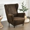 2-Piece Stretch Wingback Chair Covers, Non-Slip Velvet Chair Slipcovers, Soft Wingchair Protector for Living Room