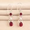 Natural Pink Rubellite Gemstone 925 Sterling Silver Jewelry Handmade Earrings 2" EE-156-12