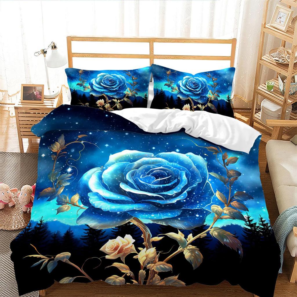Purple Butterfly Three-Piece Quilt Cover Digital Printing Bedding Set Dream Heart Bed Cover