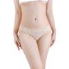 Sexy Embroidery Lace Stitching Briefs Solid Color Bowknot Decor See-through Mesh Seamless Panties Low-rise Ultra-thin