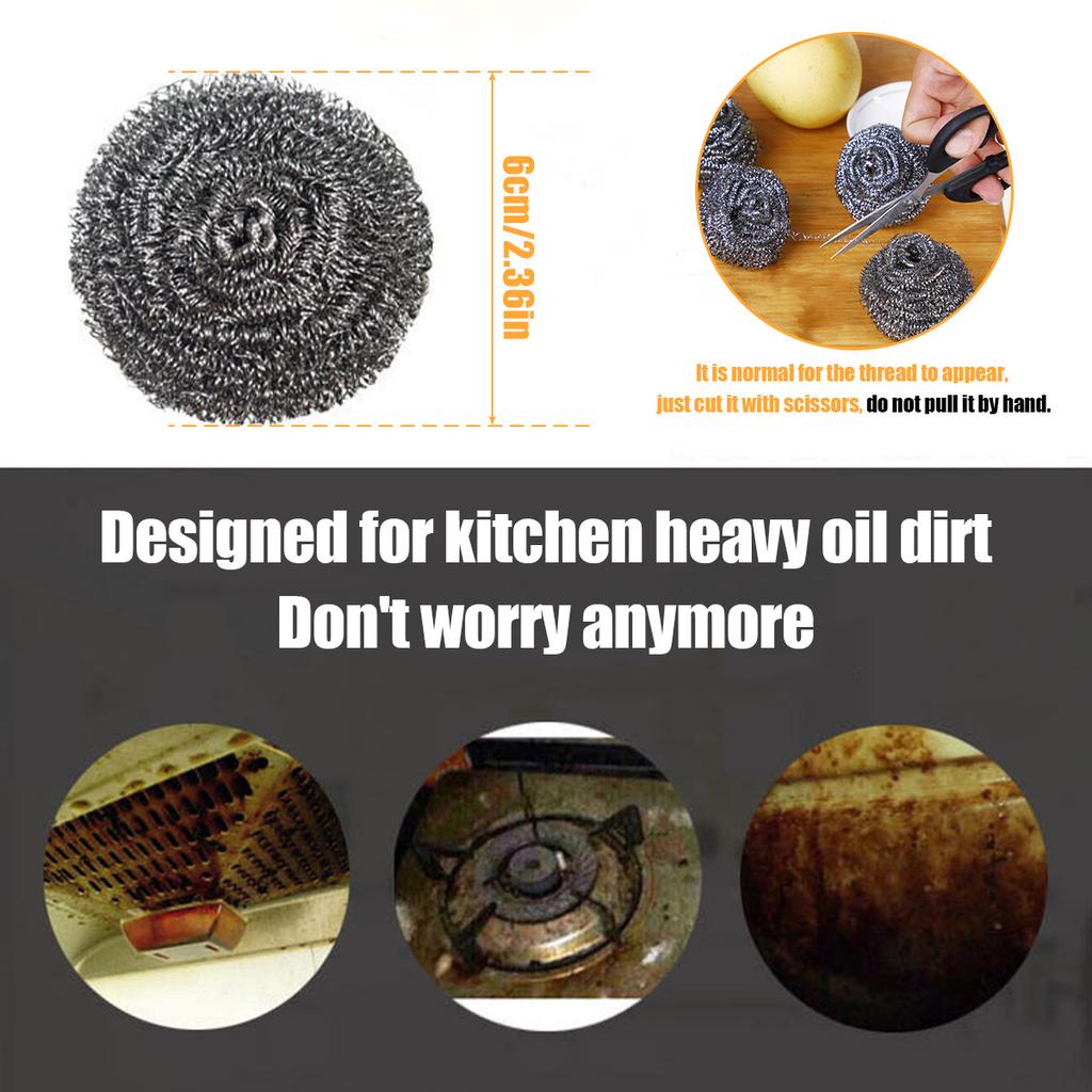 Steel Wire Cleaning Ball Brushes Household Cleaning Products Dishwashing Sponges with Wire Kitchen Tools Remove Rust and Burnt