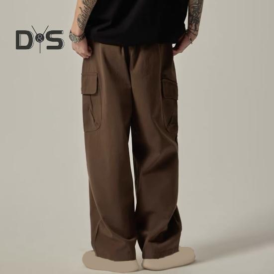 Мужские брюки-карго с несколькими карманами в американском стиле, прямые, широкие, свободные, с завязками на резинке, на талии, для повседневных путешествий