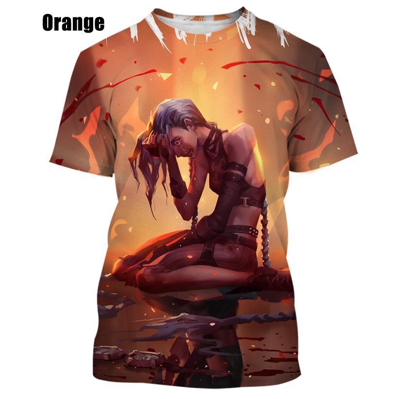 Модная мужская и женская повседневная футболка Game LOL Jinx, футболка с 3D принтом, повседневная футболка с круглым вырезом и короткими рукавами