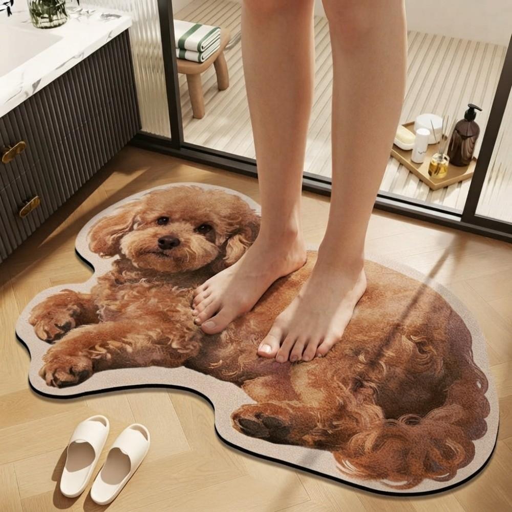 Pet Theme Rug Dog Shaped Rug Special-shaped Animal Floor Mat Cute Puppy Print Rug Bedroom Decor