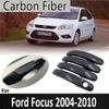 Black Carbon Fiber for Ford Focus 2 MK2 MK2.5 2004 2005 2006 2007 2009 2010 Door Handle Cover Sticker DecorationsCar
