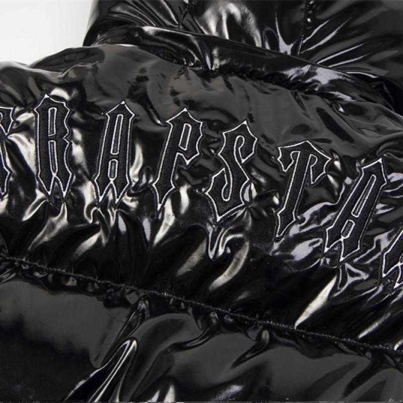 Trapstar Winter Shiny PU Puffer Jacket Hooded Cotton Coat Streetwear Youth