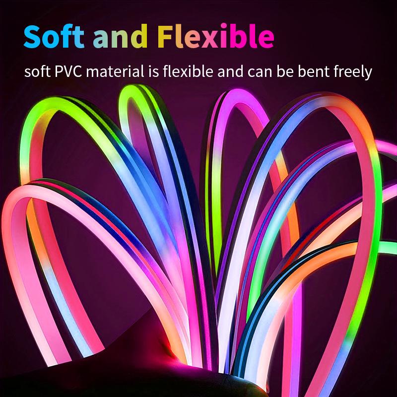 Светодиодная неоновая лента Tuya WiFi 24V RGB Диммируемая Bluetooth 2M-10M Светодиодная лампа IP67 Водонепроницаемая Гибкая лента Управление музыкой Рождество