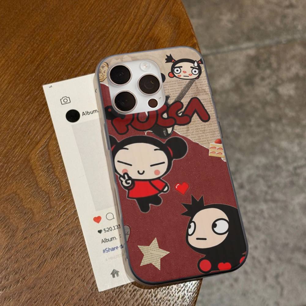 Popular Animation P-Pucca Phone Case For IPhone 17 16 15 11 12 13 14 Pro Max Soft Corrugated Silicone Cover Case