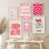 Danish Pastels Canvas Painting Colorful Boho Wall Art Trendy Pink Poster Aesthetic Love Heart Prints Dorm Pictures Room Decor